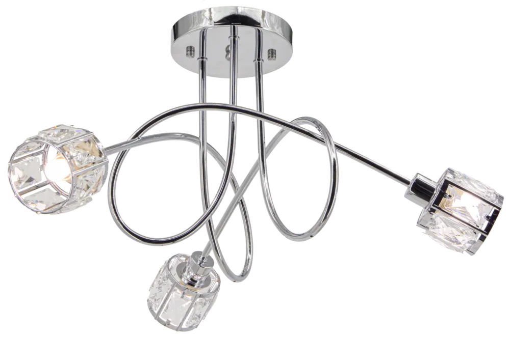 Plafon chromowany 3-punktowy szklany 57cm 6510/3 - Lampy Elem Kup teraz